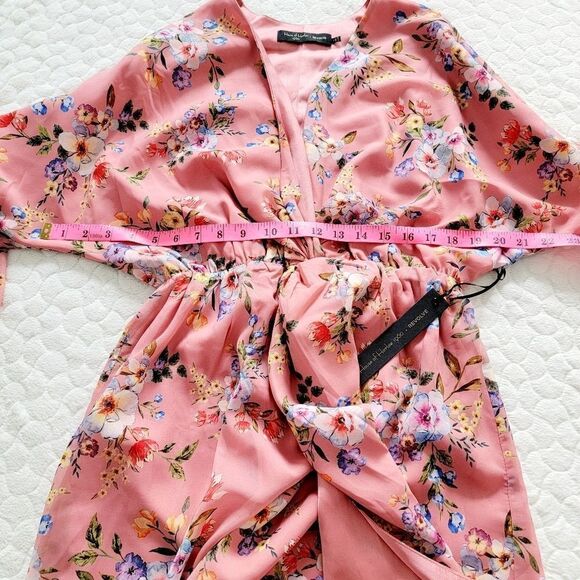 NEW House of Harlow x Revolve floral kimono dress long sleeved wrap pink medium - Picture 7 of 11
